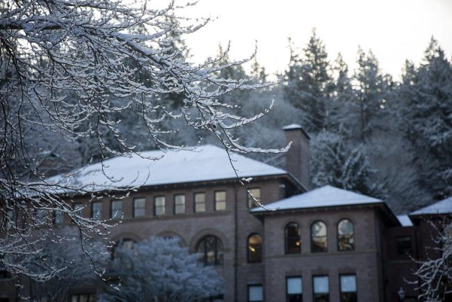 snowy image of Old Main