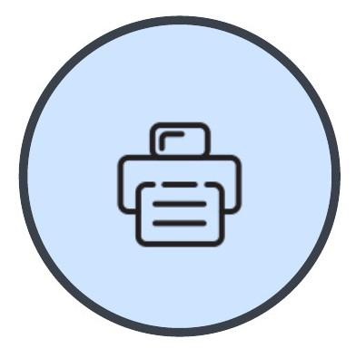 Blue circle with fax machine icon